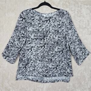 Pure Jill Cotton Blouse XS Woven Gauze Floral Classic Quiet Luxury Closet Staple